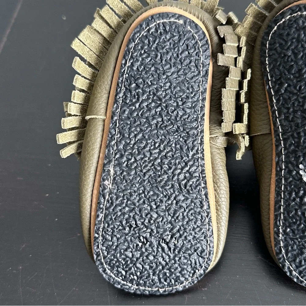 Duchess &‎ Fox Leather Fringe Boots Toddler 9 Olive Handmade Boho